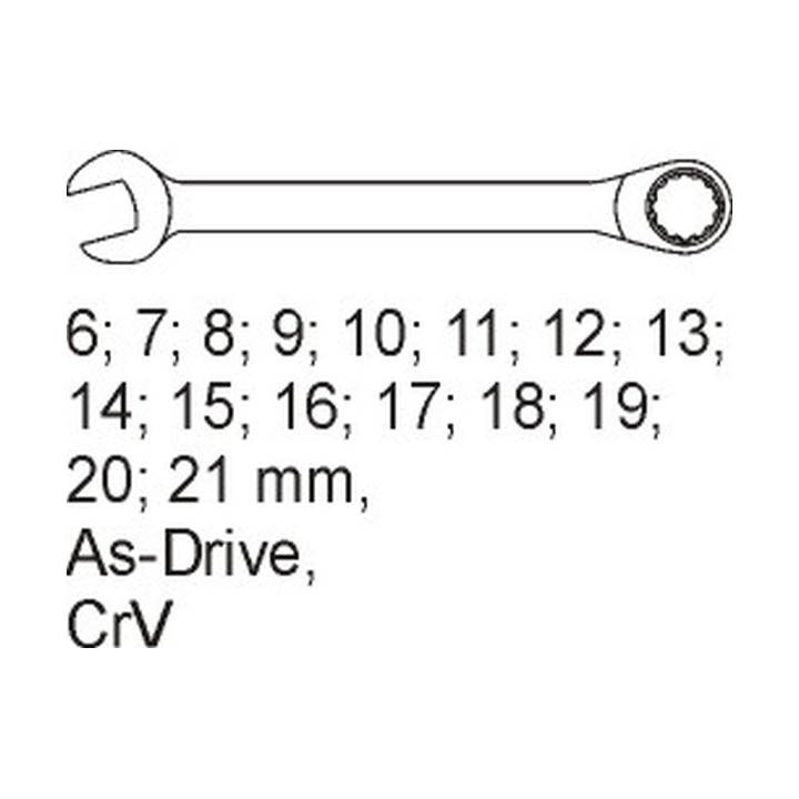 WKŁAD DO SZUFLADY KLUCZE PŁASKO-OCZKOWE, 6-21MM, 16CZ.