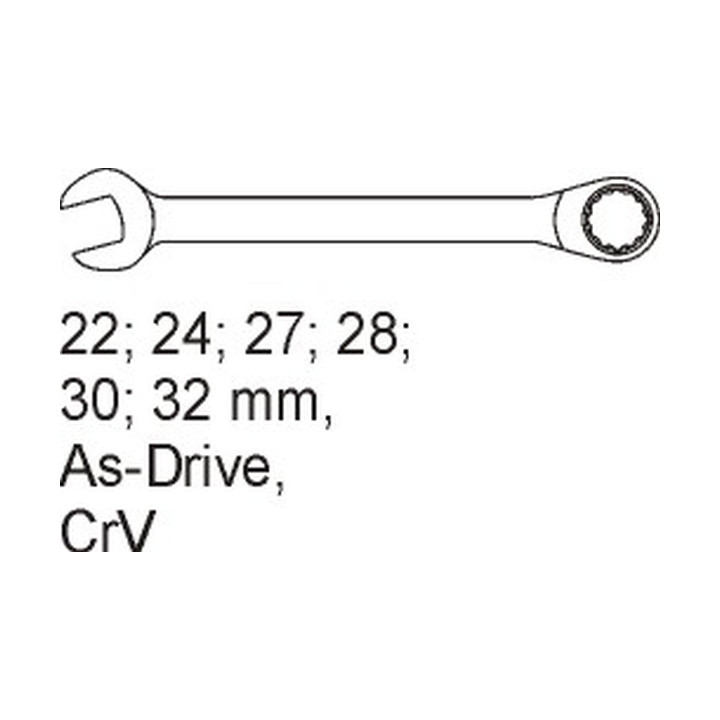 WKŁAD DO SZUFLADY KLUCZE PŁASKO-OCZKOWE, 22-32MM, 6CZ.