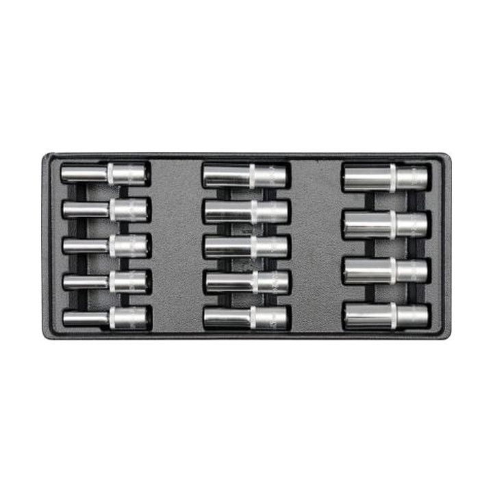 WKŁAD DO SZUFLADY NASADKI DŁUGIE 8-21MM 1/2" 14CZ.