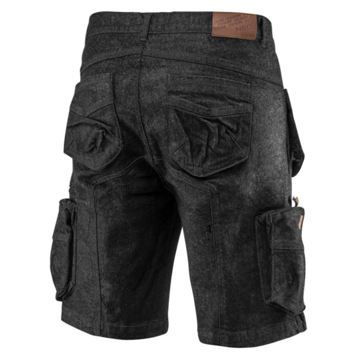 KRÓTKIE SPODENKI ROBOCZE DENIM, CZARNE, ROZMIAR M