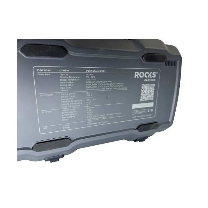 BOOSTER, URZĄDZENIE ROZRUCHOWE Z KOMPRESOREM, 12V-1000/2000 A - 10 BAR - 55,5 WH