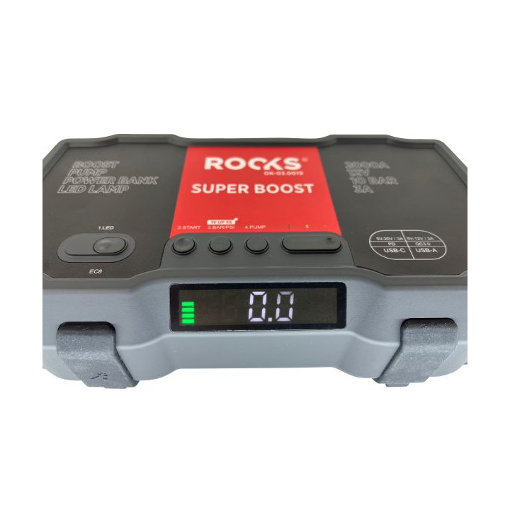 BOOSTER, URZĄDZENIE ROZRUCHOWE Z KOMPRESOREM, 12V-1000/2000 A - 10 BAR - 55,5 WH