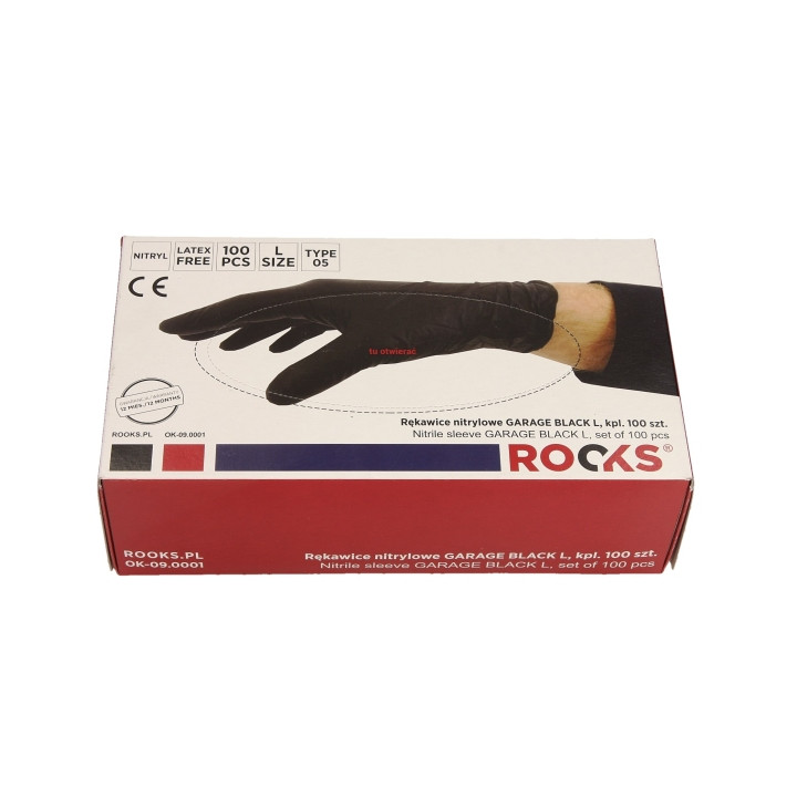 RĘKAWICE NITRYLOWE GARAGE BLACK L, KPL 100 SZT