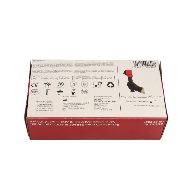RĘKAWICE NITRYLOWE GARAGE BLACK L, KPL 100 SZT