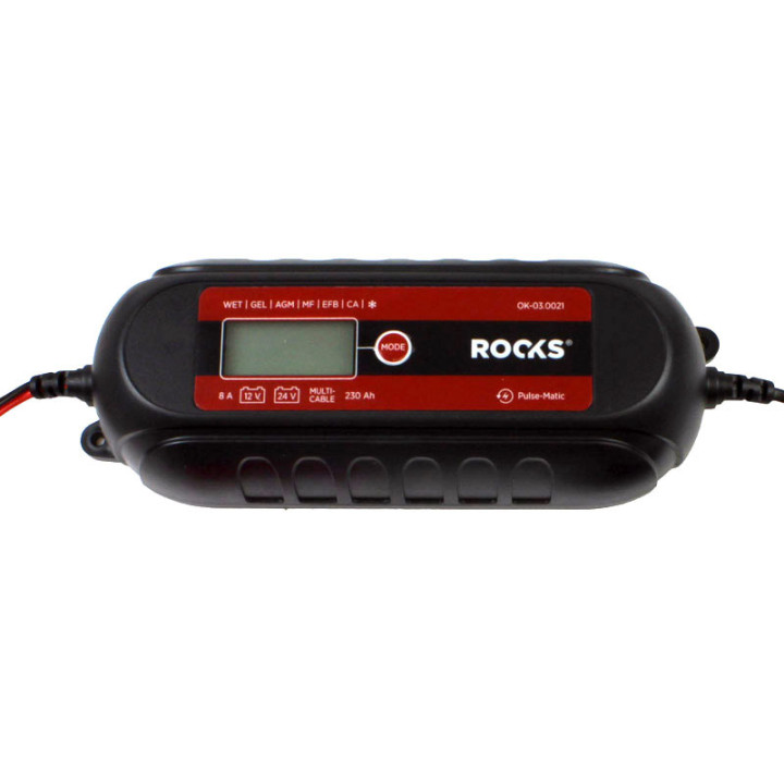 PROSTOWNIK ELEKTRONICZNY, INTELIGENTNY SMART 12/24V - 8 A - 230 AH, LCD, ZESTAW DODATKOWYCH AKCESORIÓW