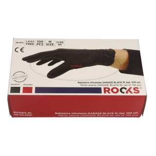 RĘKAWICE NITRYLOWE GARAGE BLACK M, KPL 100 SZT