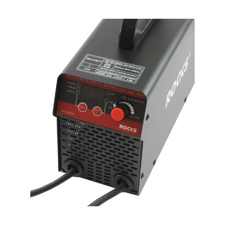 INWERTOROWY POROSTOWNIK Z ROZRUCHEM START 12/24V - 80A - 600A - 800 AH, LCD, KABLE 2,1 M