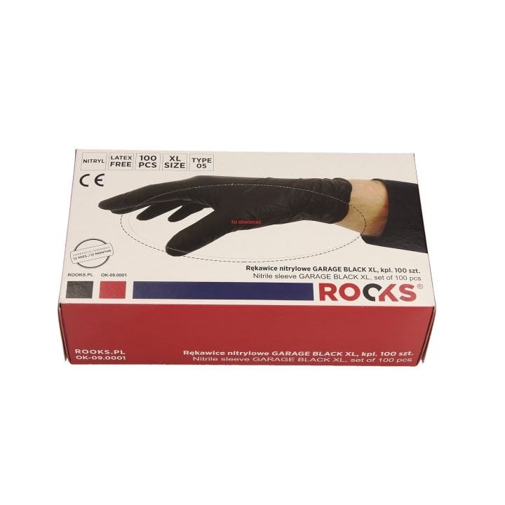 RĘKAWICE NITRYLOWE GARAGE BLACK XL, KPL 100 SZT