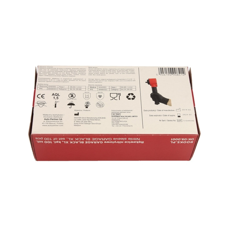 RĘKAWICE NITRYLOWE GARAGE BLACK XL, KPL 100 SZT