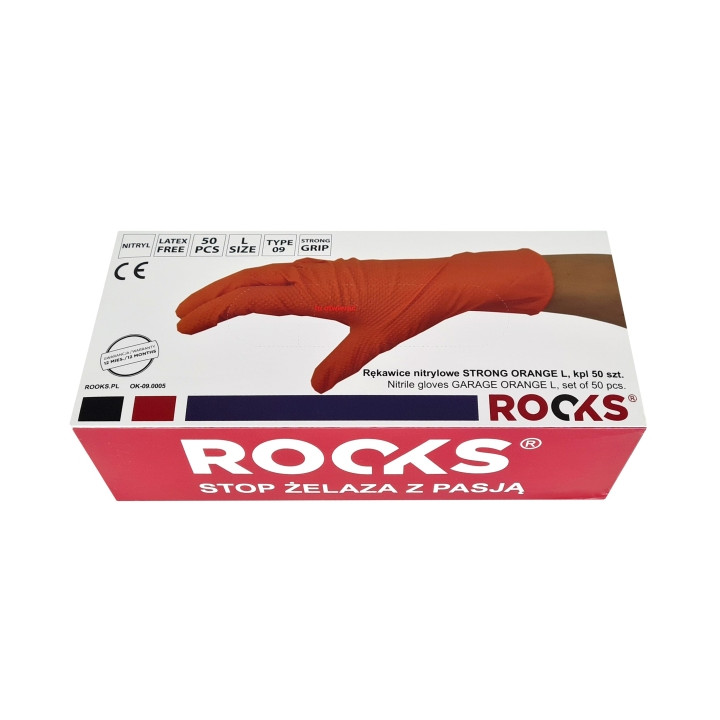 RĘKAWICE NITRYLOWE STRONG ORANGE L, KPL 50 SZT