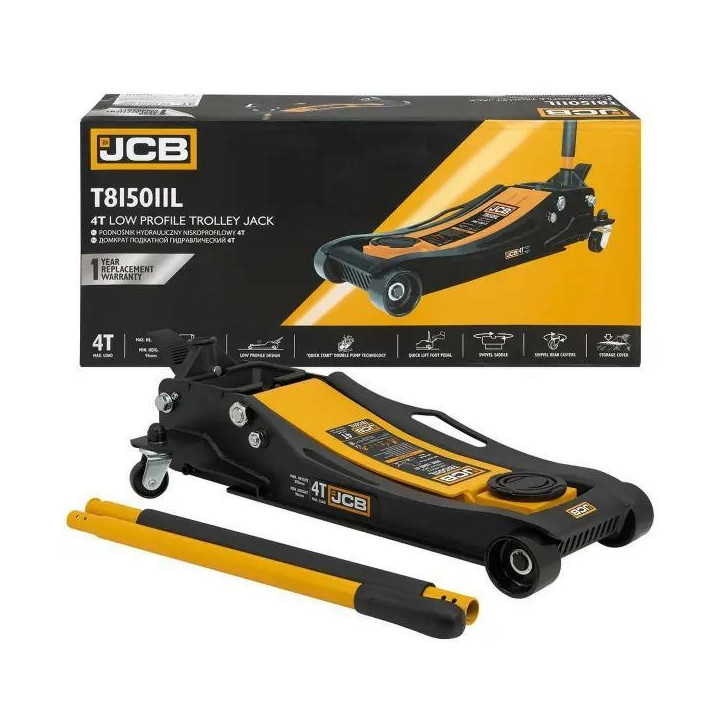 PODNOŚNIK HYDRAULICZNY SAMOCHODOWY NISKOPROFILOWY 4T ŻABA DWUTŁOKOWY 96-595MM NOŻNY PEDAŁ JCB (65573)