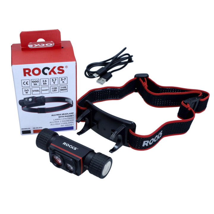 LAMPA CZOŁÓWKA STRONG ALU Z MAGNESEM, 1000 LUM, 2600 MAH