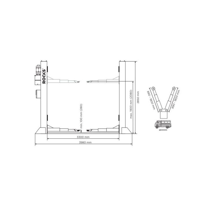 PODNOŚNIK DWUKOLUMNOWY 5,5T ELEKTROHYDRAULICZNY ROOKS OKG-5500