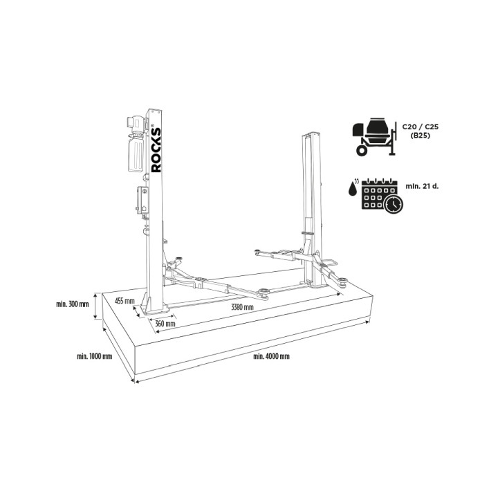 PODNOŚNIK DWUKOLUMNOWY ELEKTROHYDRAULICZNY 4T AUTOMATYCZNY