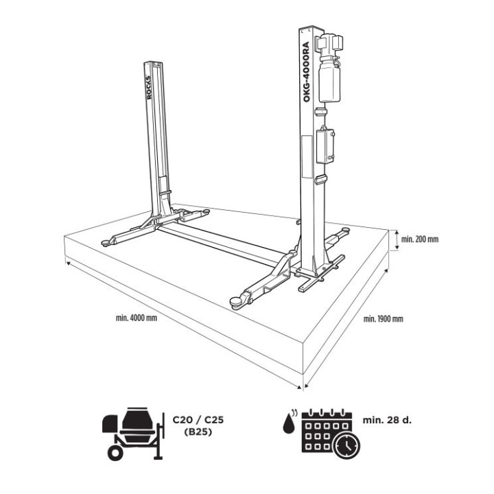 PODNOŚNIK ELEKTROHYDRAULICZNY 4T NA RAMIE ROOKS OKG-4000M