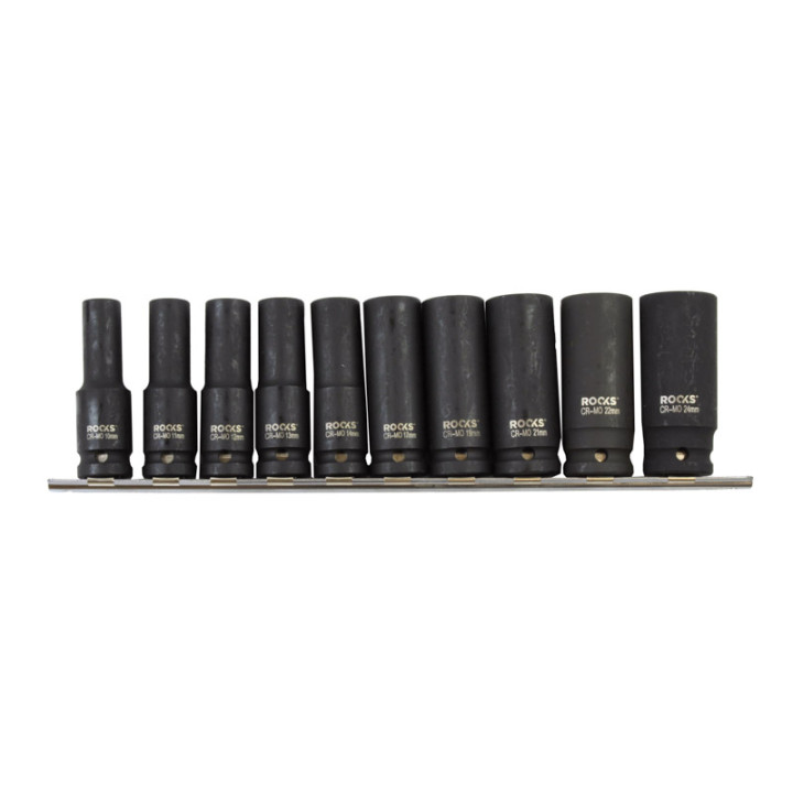 ZESTAW NASADEK UDAROWYCH DŁUGICH ,6-KĄT 1/2", 10 CZ, 10-24 MM