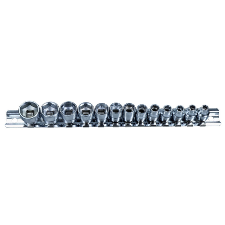 ZESTAW NASADEK SLIM NA SZYNIE, 1/4", 4-14 MM, 13 CZ.