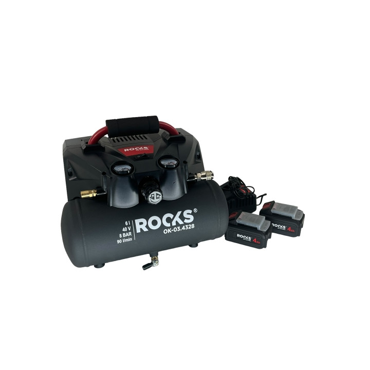 20V AQ-ONE KOMPRESOR 6L - 1 KM - 8 BAR - 40 V, KPL Z AKUMULATOREM 2 X 4 AH
