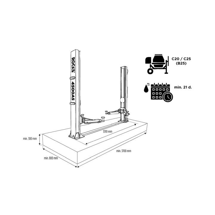 PODNOŚNIK DWUKOLUMNOWY ELEKTROHYDRAULICZNY AUTOMATYCZNY 4,5T ŁĄCZONY DOŁEM ARM 3-3 P: 2820MM 400V OKG-4500AS ROOKS