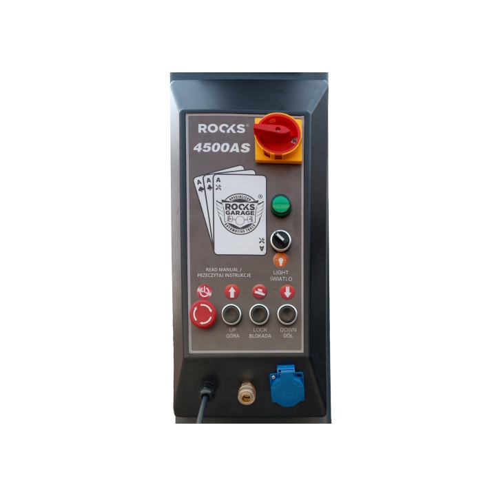 PODNOŚNIK DWUKOLUMNOWY ELEKTROHYDRAULICZNY AUTOMATYCZNY 4,5T ŁĄCZONY DOŁEM ARM 3-3 P: 2820MM 400V OKG-4500AS ROOKS