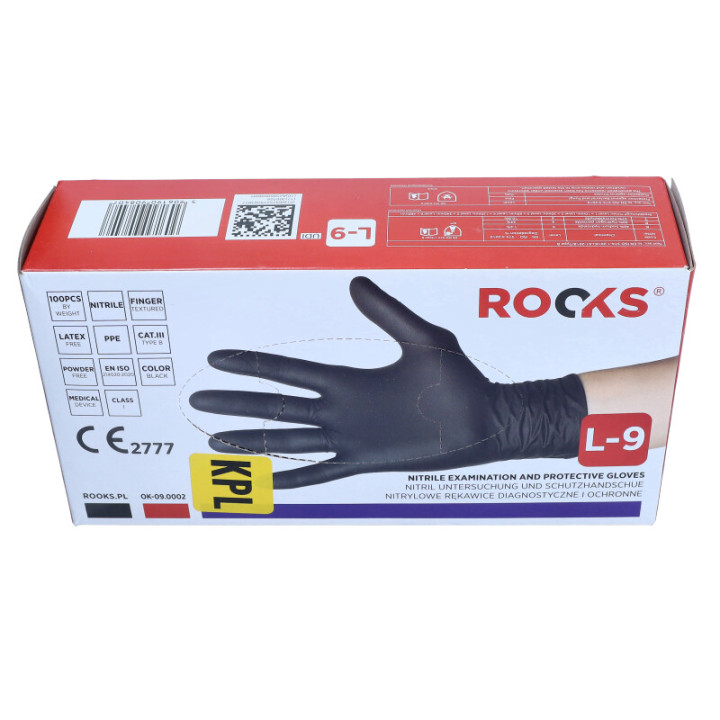 RĘKAWICE NITRYLOWE GARAGE BLACK L, KPL 100 SZT