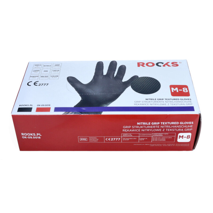 RĘKAWICE NITRYLOWE STRONG BLACK M, KPL 50 SZT