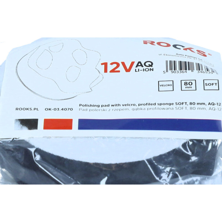 PAD POLERSKI Z RZEPEM, GĄBKA PROFILOWANA SOFT, 75 MM, AQ-12
