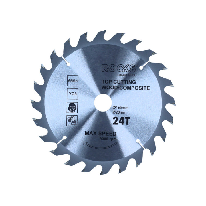 TARCZA WIDIOWA DO DREWNA 165X20 MM 65MN-YG8, GRUBOŚĆ 2,2 MM, 24T