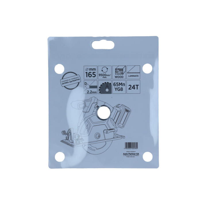 TARCZA WIDIOWA DO DREWNA 165X20 MM 65MN-YG8, GRUBOŚĆ 2,2 MM, 24T