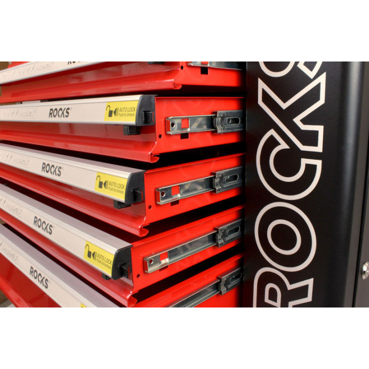 SZAFKA NARZĘDZIOWA ROOKS GARAGE RED Z NARZĘDZIAMI 235 CZ, W MODUŁACH Z TRWAŁEGO MATERIAŁU EPS Z DODATKOWĄ SZAFKĄ BOCZNĄ.