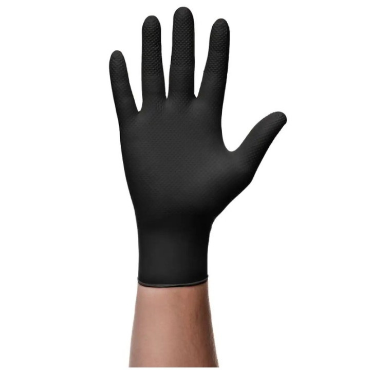 RĘKAWICE NITRYLOWE BEZPUDROWE GOGRIP CZARNE BLACK ONE BY ONE (OP 100 SZT) ROZM. XL