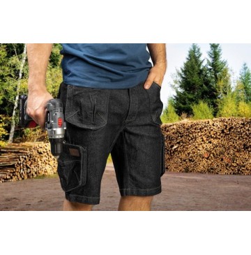 Krótkie spodenki robocze denim czarne rozmiar s