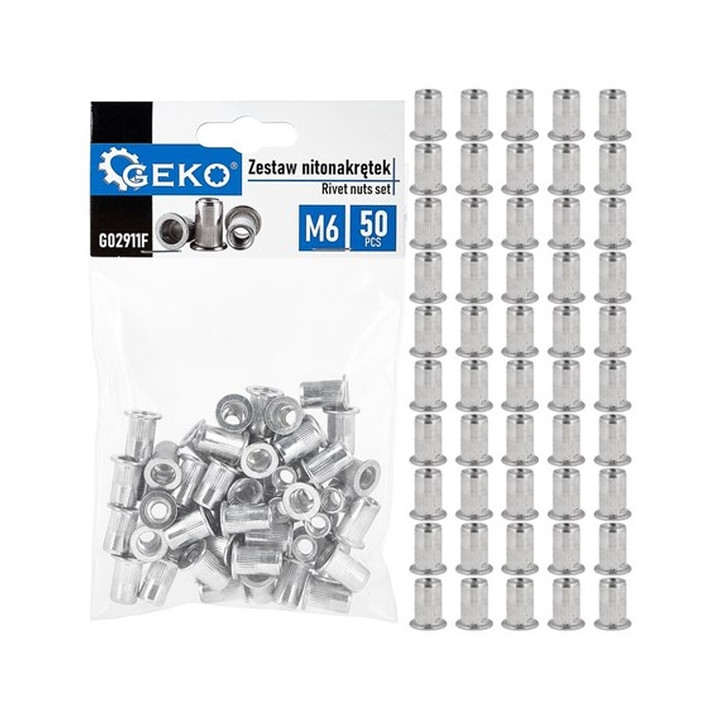 ZESTAW NITONAKRĘTEK ALUMINIOWYCH M6 1,0-3,0 50SZT