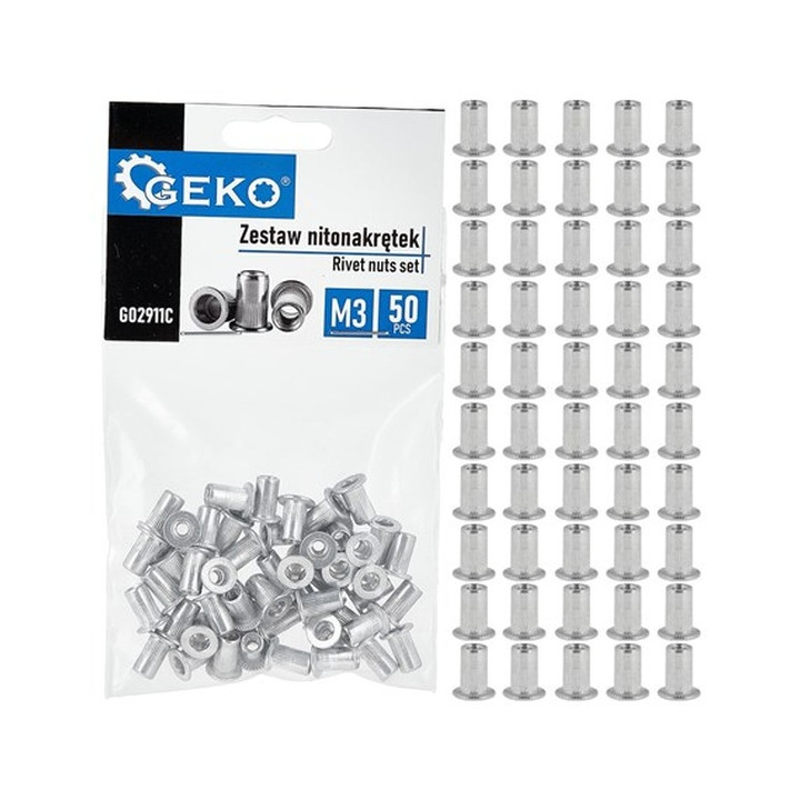 ZESTAW NITONAKRĘTEK ALUMINIOWYCH M3 0,5-1,5 50SZT
