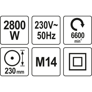 SZLIFIERKA KĄTOWA 2800 W, 230MM
