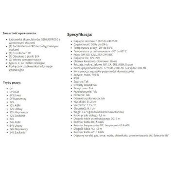 Prostownik automatyczny geniuspro50 50a 6v / 12v / 24v