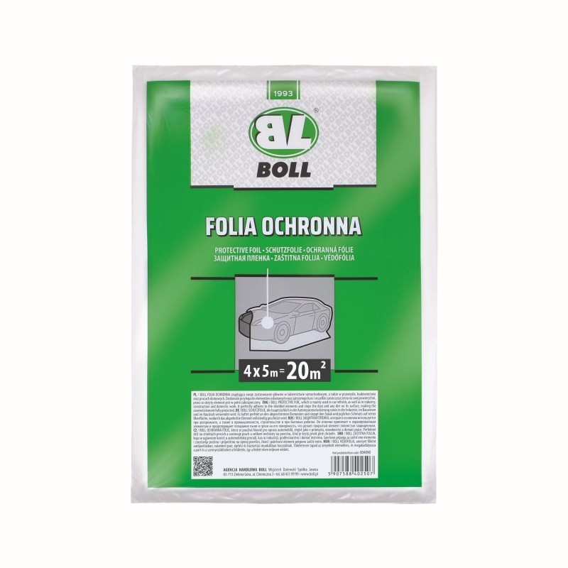 Folia ochronna hdpe grubość 0007mm 4m x 5m (20 m2) na pojazd / boll / karton 50szt