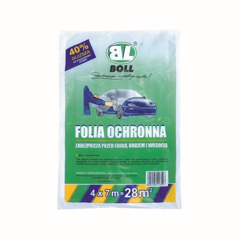 Folia ochronna hdpe grubość 0007mm 4m x 7m (28 m2) / boll / karton 40szt