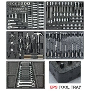 Szafka narzędziowa rooks garage red z narzędziami 235 cz w modułach z trwałego materiału eps z dodatkową szafką