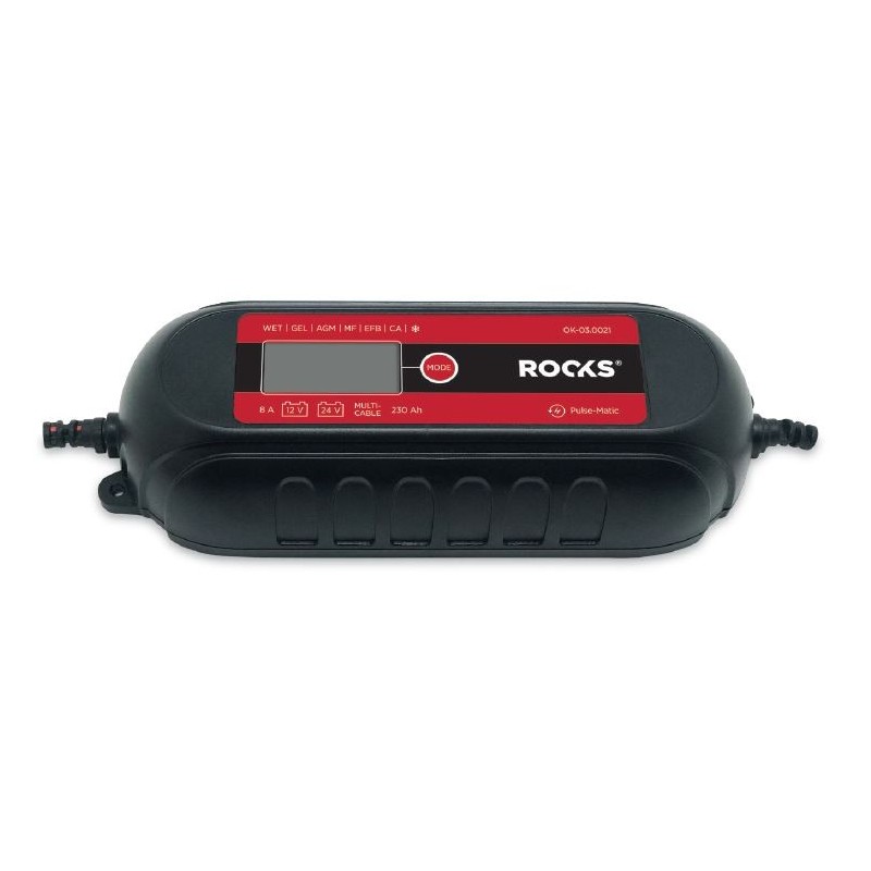 Prostownik elektroniczny inteligentny smart 12/24v - 8 a - 230 ah lcd zestaw dodatkowych akcesoriów