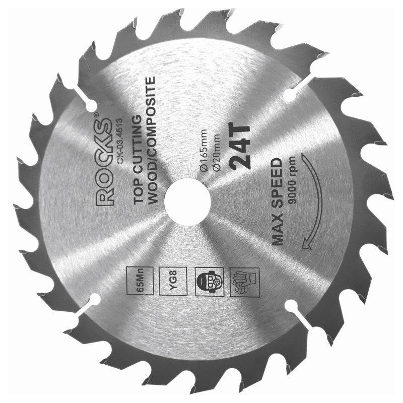 Tarcza widiowa do drewna 165x20 mm 65mn-yg8 grubość 22 mm 24t