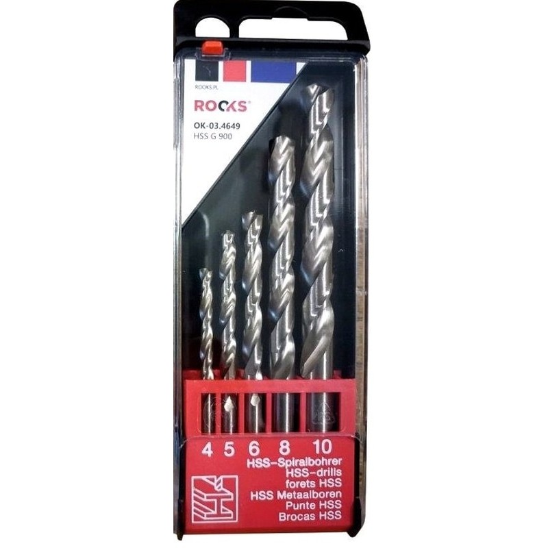 Wiertła do metalu pro hss g 900 n/mm2 kpl 5 cz 4/5/6/8/10 mm din 338