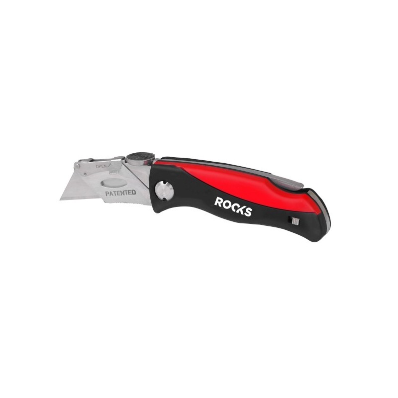 Nóż nożyk z ostrzem trapezowym 61x33 mm składany 5 ostrzy