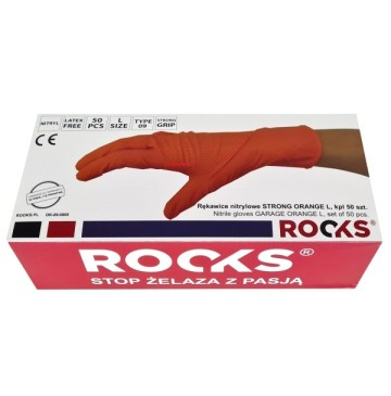 Rękawice nitrylowe strong orange l kpl 50 szt