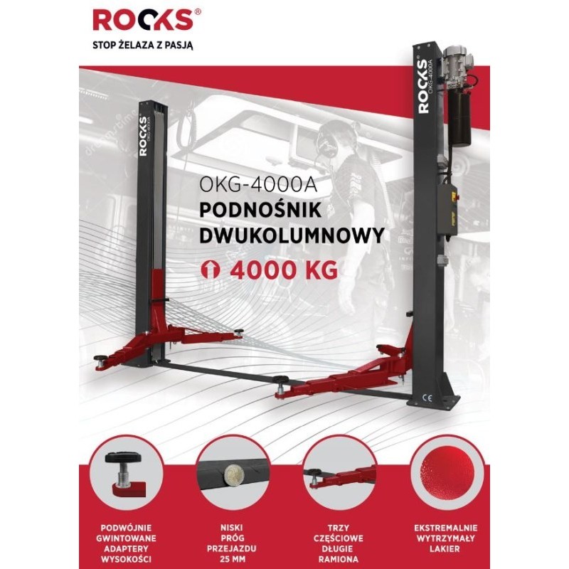 Podnośnik dwukolumnowy elektrohydrauliczny 4t automatyczny