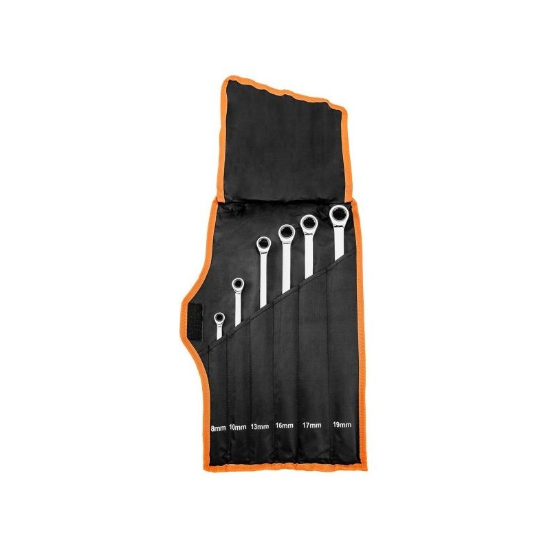 Klucze oczkowe z grzechotką długie zestaw 6 szt 8 - 19 mm miękkie etui