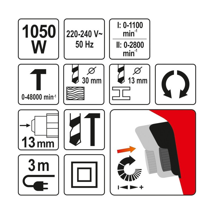 WIERTARKA UDAROWA DWUBIEGOWA 1050W
