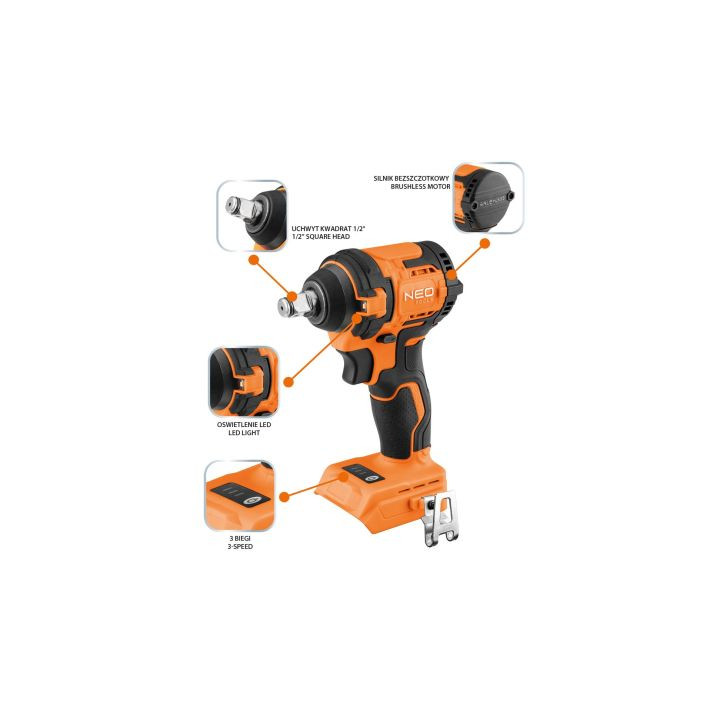 KLUCZ UDAROWY BEZSZCZOTKOWY 18V, 350NM, ?”, COMPACT, ENERGY+, BEZ AKUMULATORA