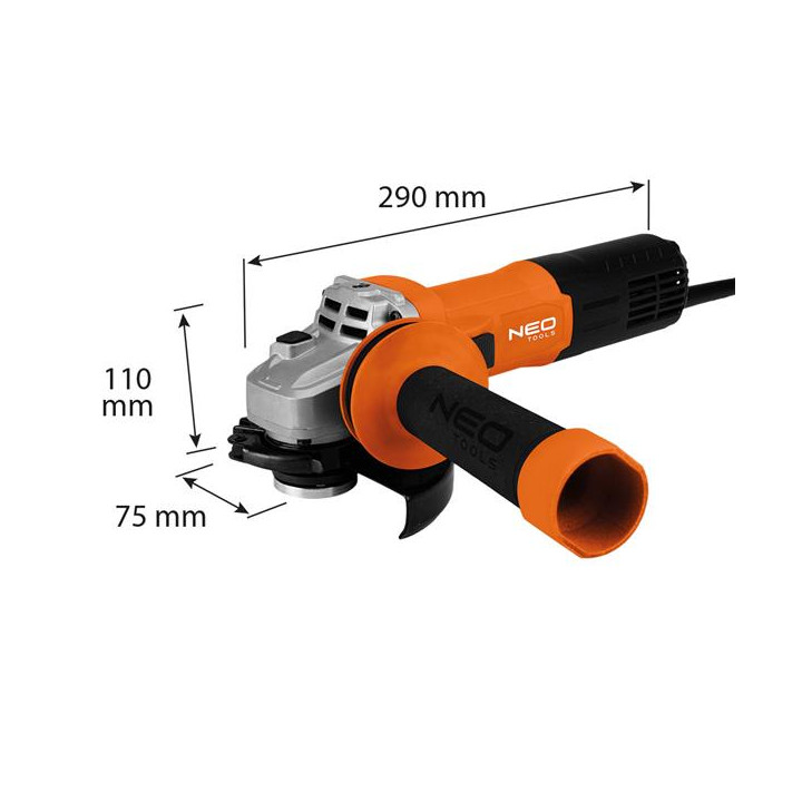 SZLIFIERKA KĄTOWA 1000W, TARCZA 125 X 22.2 MM, OBROTY 3000-12000 MIN-1, 230V