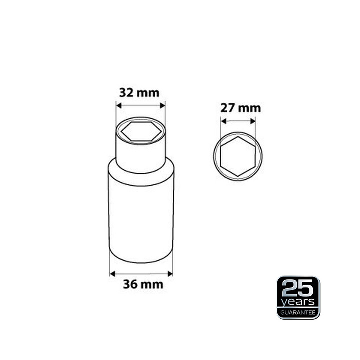 NASADKA SZEŚCIOKĄTNA DŁUGA 1/2", 27 MM